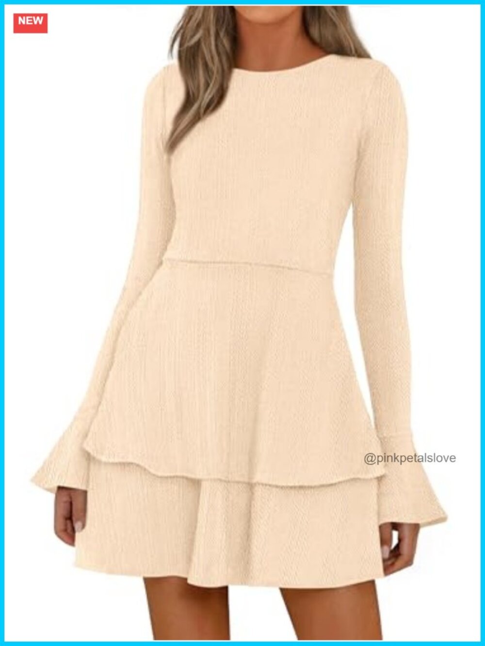 PRETTYGARDEN Women's Long Sleeve Sweater Dress Knit Mini A-Line Flare